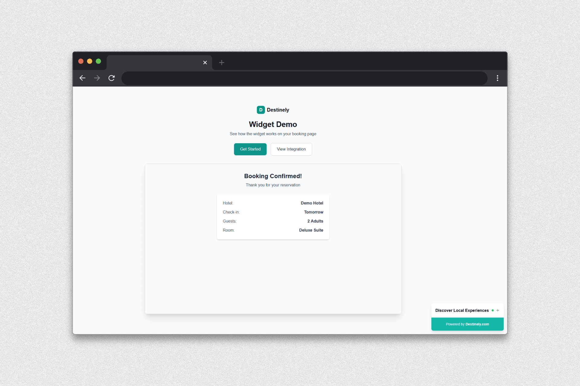 Widget appearing after booking confirmation